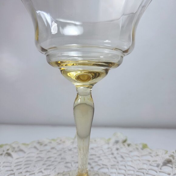 Sherbet Dessert Dish Glass Ribbed 5 3/4" Tall Stemmed Dish Yelliw Vintage - Picture 3 of 7